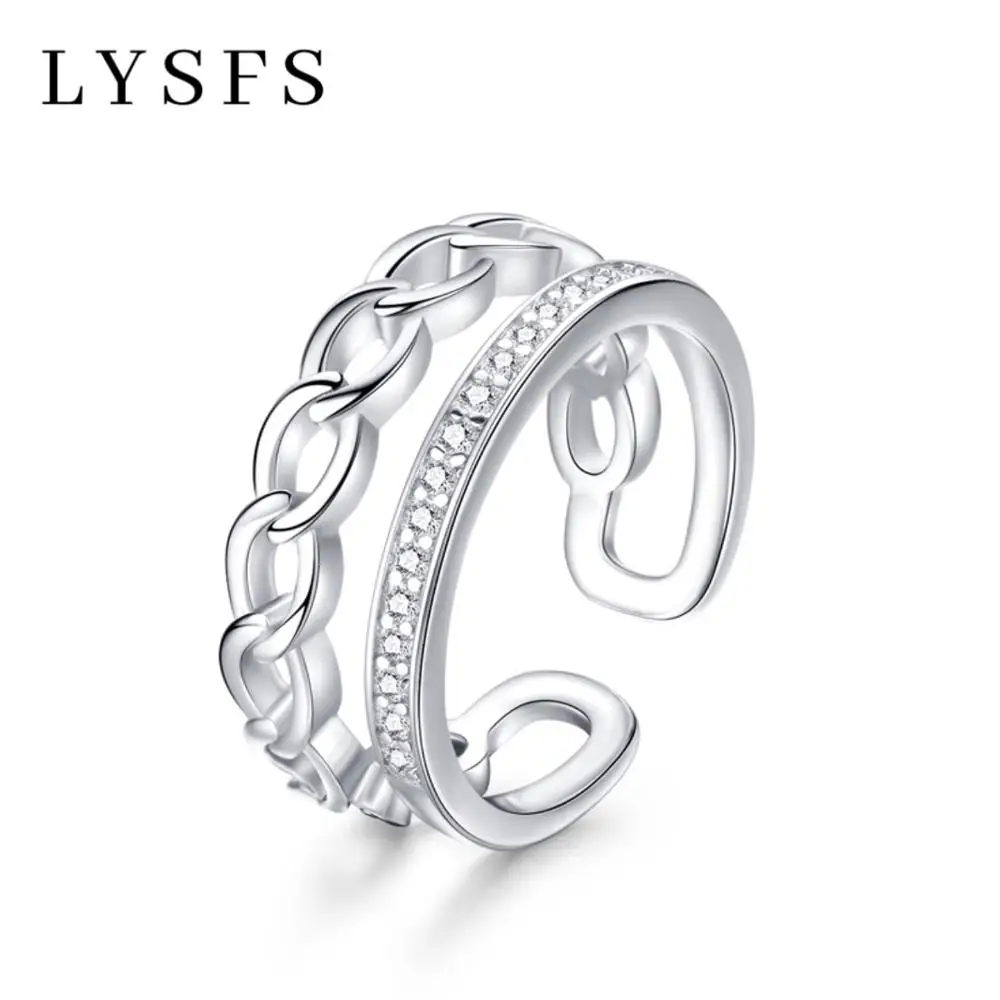

LYSFS 925 Sterling Silver Open Size Adjustable Silver Rings Party 925 Silver Ring Jewelry for women