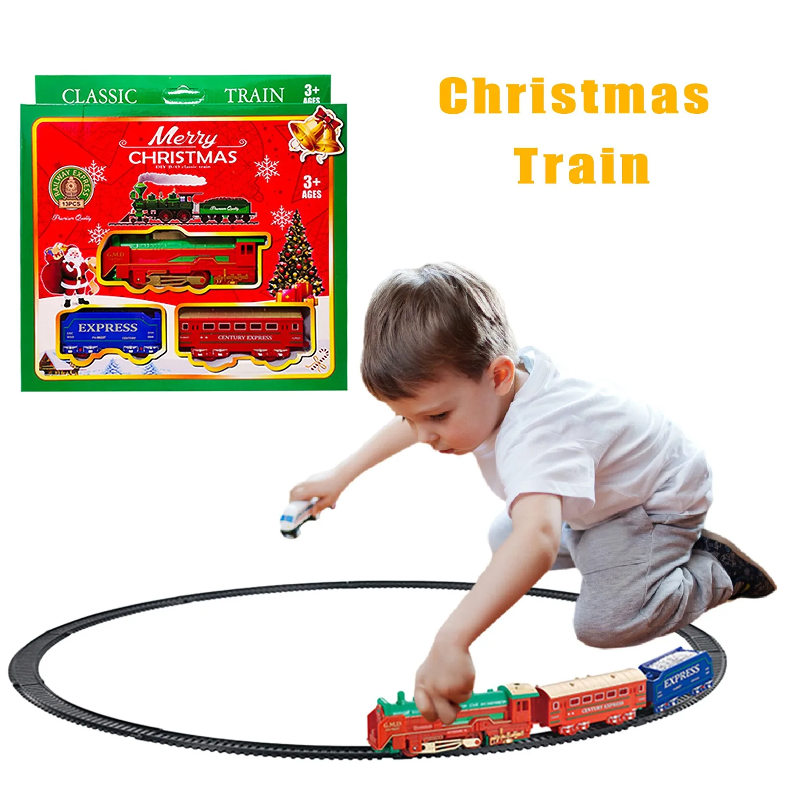 

Рождественский набор электрического поезда для детей, электрическая железная дорога, Санта-Клаус, локомотив, Детская развивающая игрушка, ...