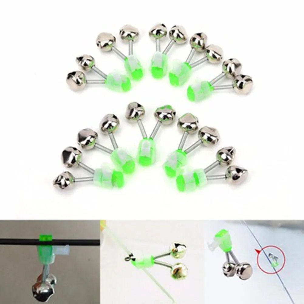 

10Pcs Luminous Twin Spiral Bells Fishing Bite Alarms Carp Rod Tip Clips Tool With 5mm Diameter Hole For Catfishing Baitfishing