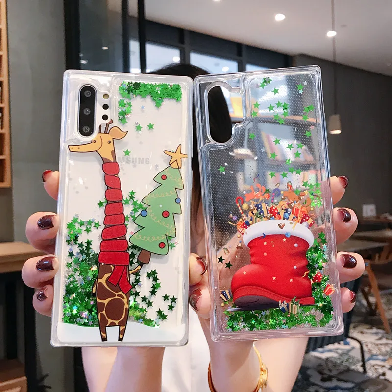 Жидкий Рождественский чехол для samsung S10 Plus Note 10 Pro S8 S9 Lite 8 9 |