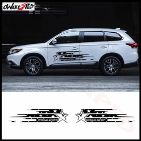 Автомобильная наклейка s для Mitsubishi Outlander стильная Автомобильная боковая юбка декоративная наклейка виниловая наклейка в полоску аксессуары для укладки наклейки