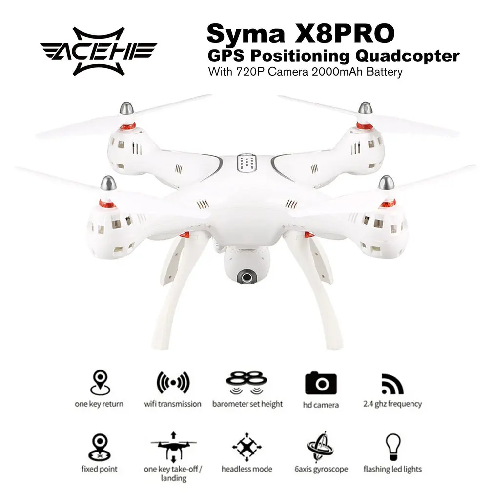 Syma X8PRO 2 4G GPS позиционирование FPV RC Дрон Квадрокоптер с 720P HD Wifi регулируемая камера