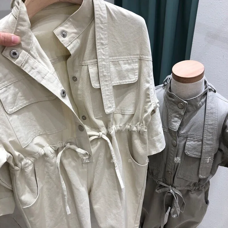 Детский однотонный комбинезон с длинным рукавом в Корейском стиле | Детская