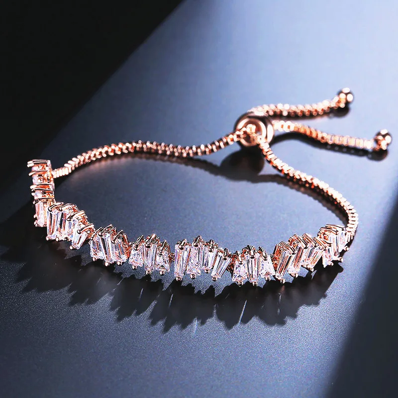 UILZ Модный женский багет горный хрусталь кубический цирконий браслет модные