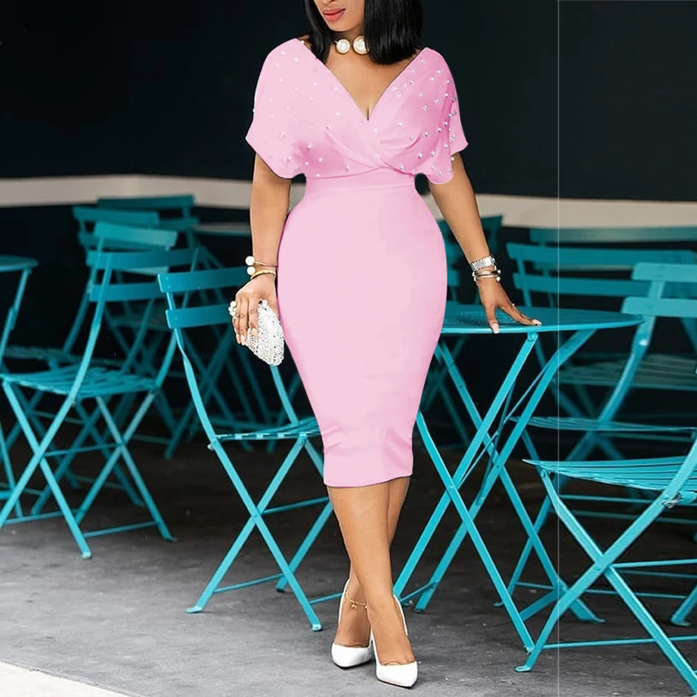 Летнее платье пикантная туника с V-образным вырезом высокой талией украшенная