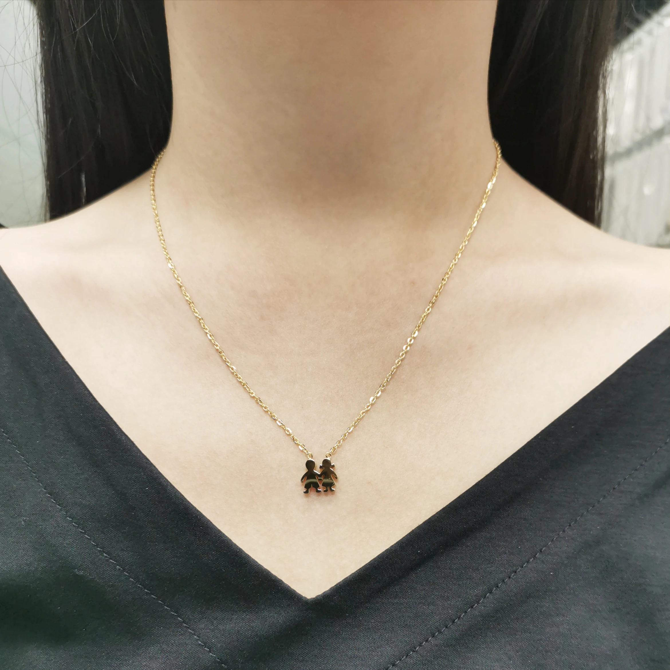 Goxijite ожерелье мальчик девочка сын дочь семья кулон ожерелья из нержавеющей стали