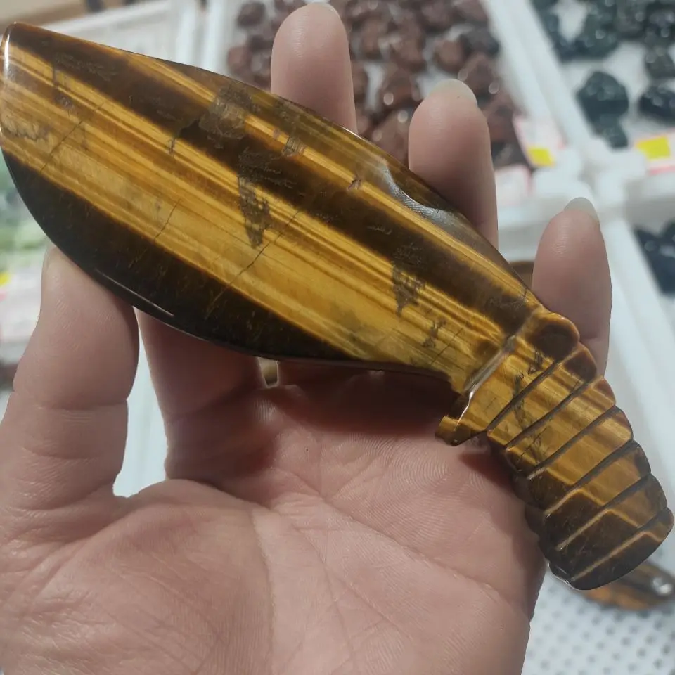 

Natural Quality Yellow Tiger Eye Stone Loose Nepal knife