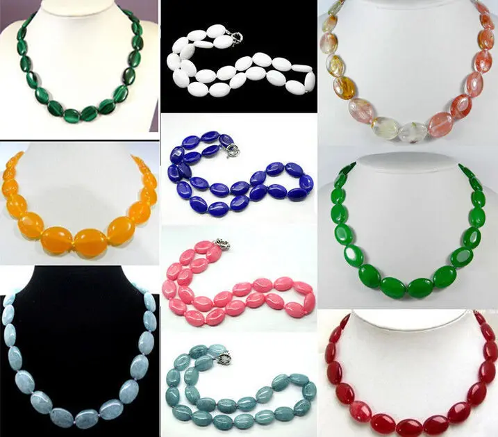 

Stunning natural 13x18 mm oval gemstone necklace knot 18 "