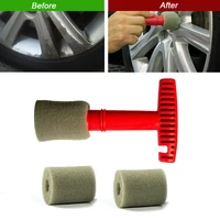 1 set of tire cleaning tools red pp partsgrey sponge car wheel brush kit car cleaning tools for auto lug nut wheel screw clean