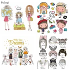 Мультяшные наклейки Pulaqi для глажки для девочек, термоклейкие виниловые нашивки, термоклейкие наклейки для одежды на детскую футболку с аппликацией