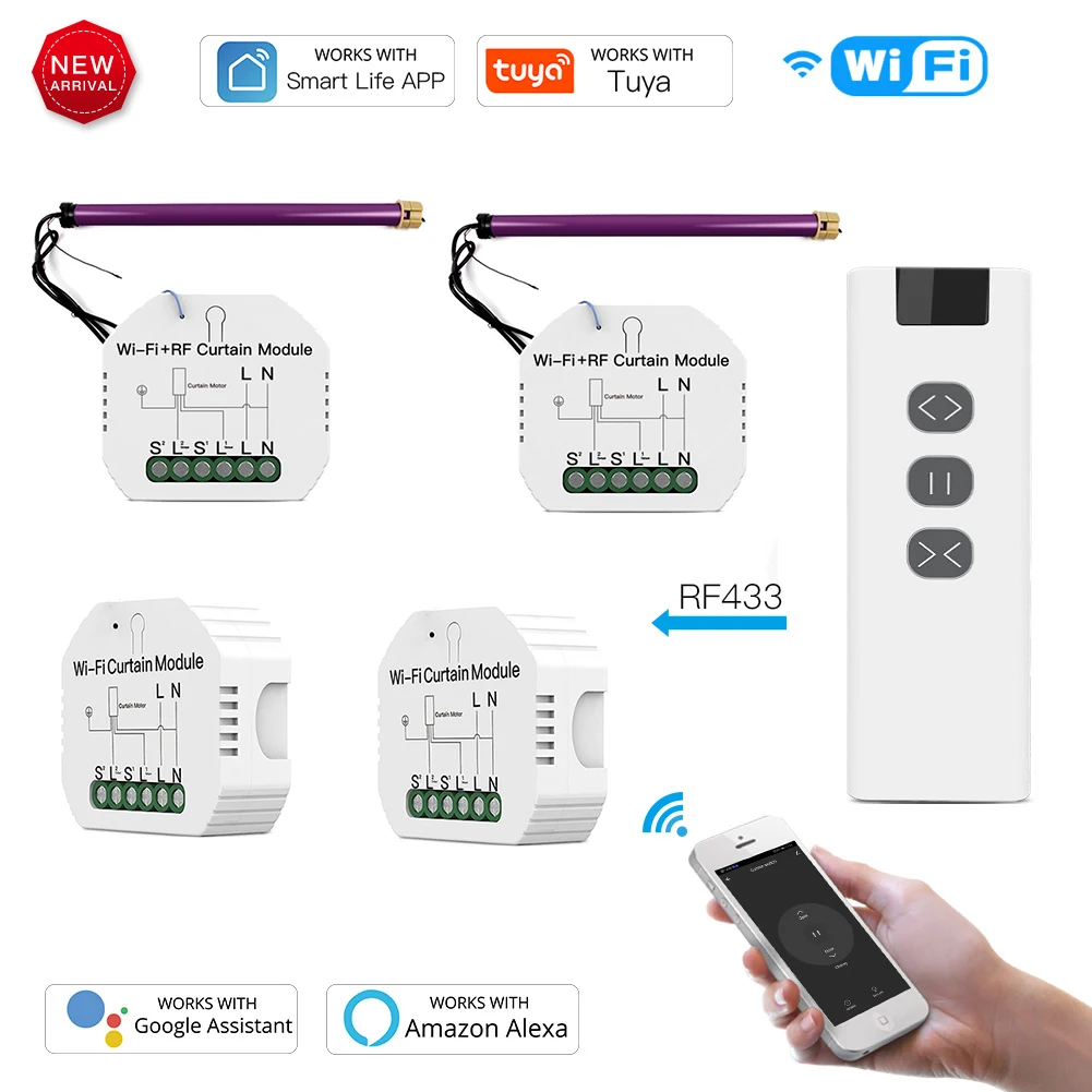 

Модуль переключателя затвора для шторы с Wi-Fi и радиочастотным управлением