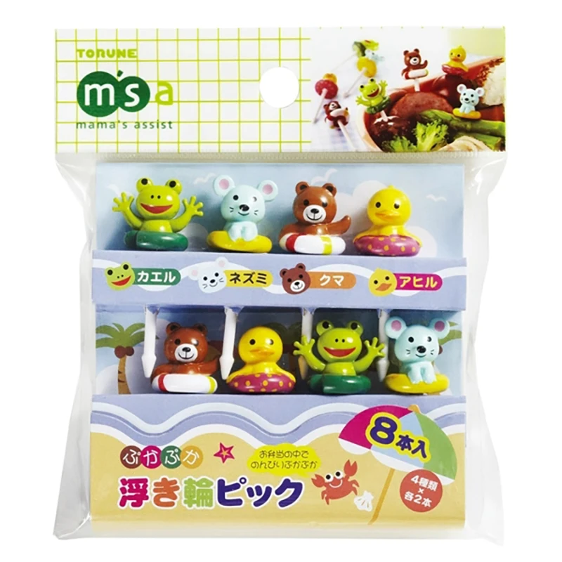 

8PCS Swimming Laps Animal Fruit Dessert Fork Set Mini Cartoon Children Snack Cake Dessert Pick For Kids Lunches Party Decor