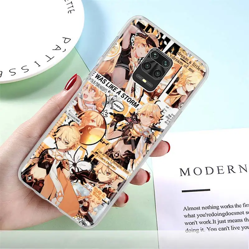 Luxury Phone Case for Xiaomi Redmi Note 10 9S 11 9T 9 8 Pro 8T 7 9A 9C 10C K50 Genshin Impact Anime Bumper Cover Coque Fundas
