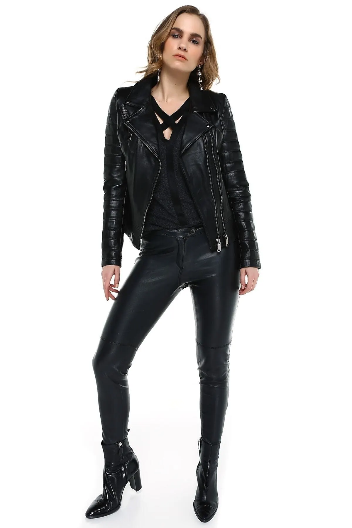 Black genuine leather coats women genuine sheepskin jackets spring autumn clothing fashion new season products sports street clothing