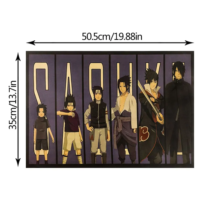 

Ninja Anime Character Sasuke Growth Chart Cartoon Retro Kraft Paper Poster Home Bar Decoration Painting Wall Stickers