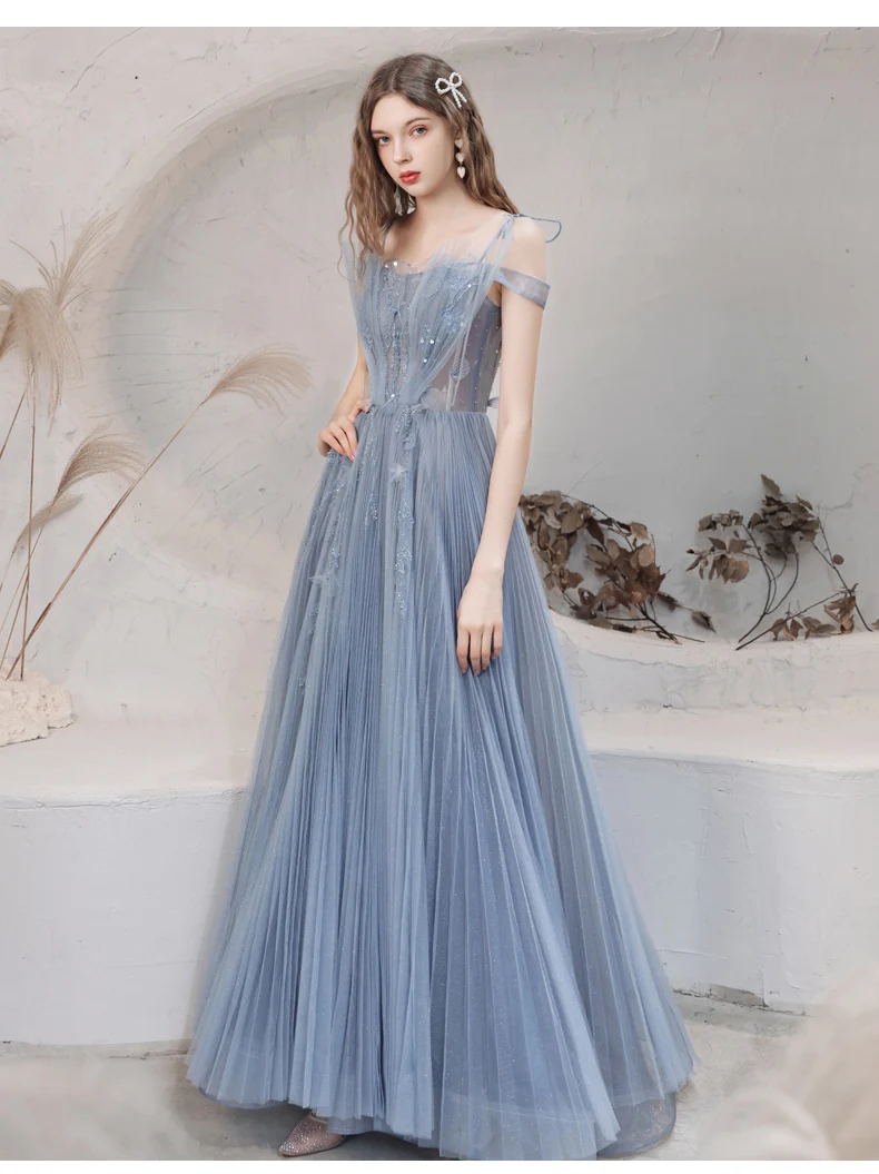 long sleeve formal dresses Elegant Spaghetti Strap Evening Dress Off Shoulder A-Line Floor Length Banquet Dress Appliques Lace-Up Pageant Party Gown evening maxi dresses