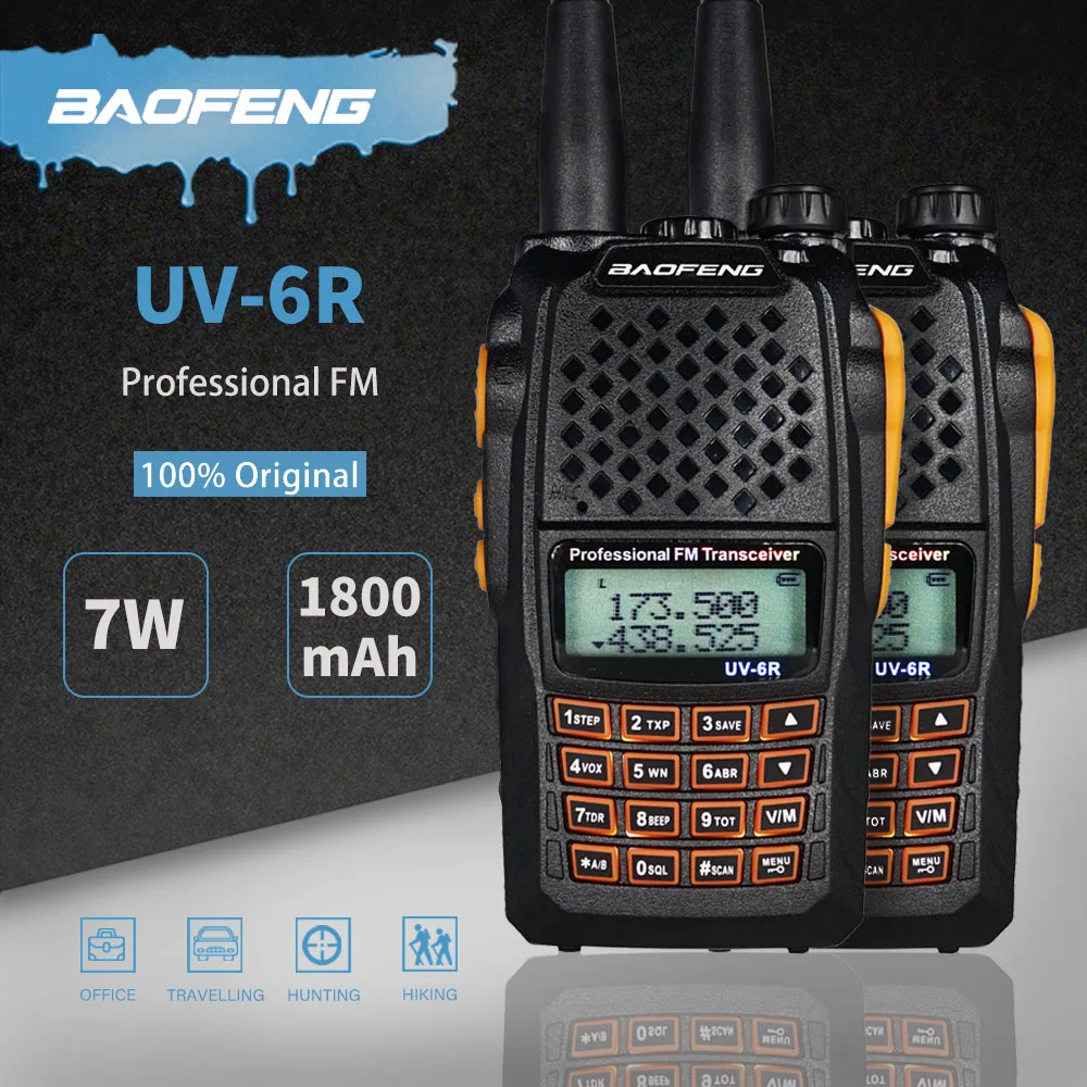 Рация Baofeng UV 6R Talkie 7 Вт Двухдиапазонная двухсторонняя радиосвязь FM