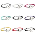 Новый кожаный браслет, магнитная плетеная кнопка, браслеты с защелками 18 мм для женщин и мужчин, ювелирные изделия на пуговицах ZE386