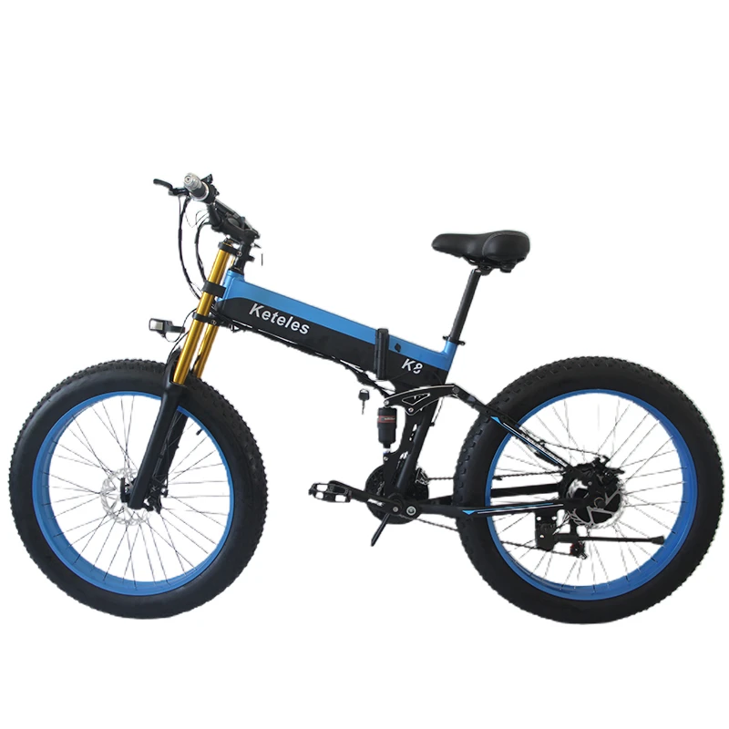 Bestellen Keteles K8PLUS 26 Zoll Klapp Erwachsenen Elektrische Berg Fett Bike 100W 48V 15AH 21 Geschwindigkeit E-Bike Mobilität Fahrrad Strand Schneemobil