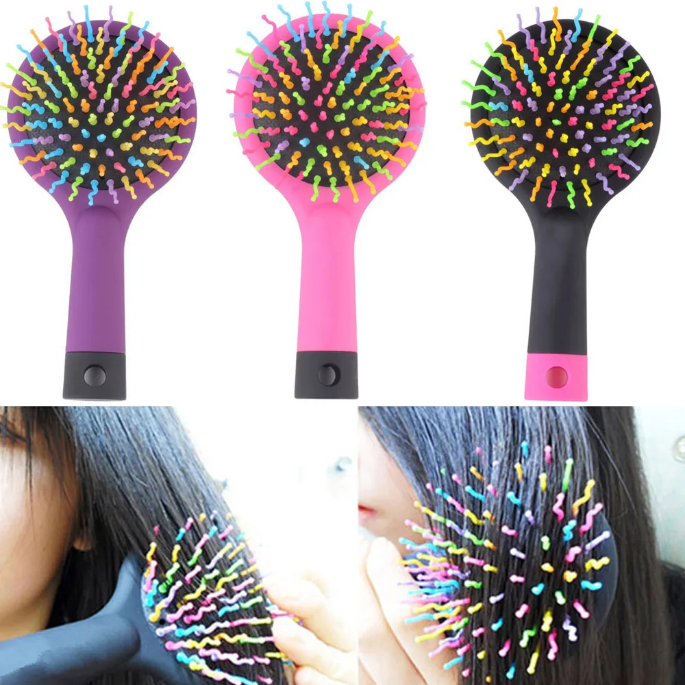 1Ps Colorful Comb Portable Hair Rainbow Volume Styling Tools Anti-static Head Massager Hairbrush 5 Color | Красота и здоровье