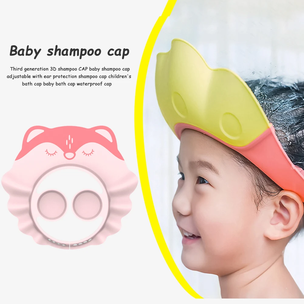 

Adjustable Cartoon Hair Wash Hat Cute Baby Kids Shower Ear Protection Cap Shampoo Shield Bath Head Cover for Newborn Infant