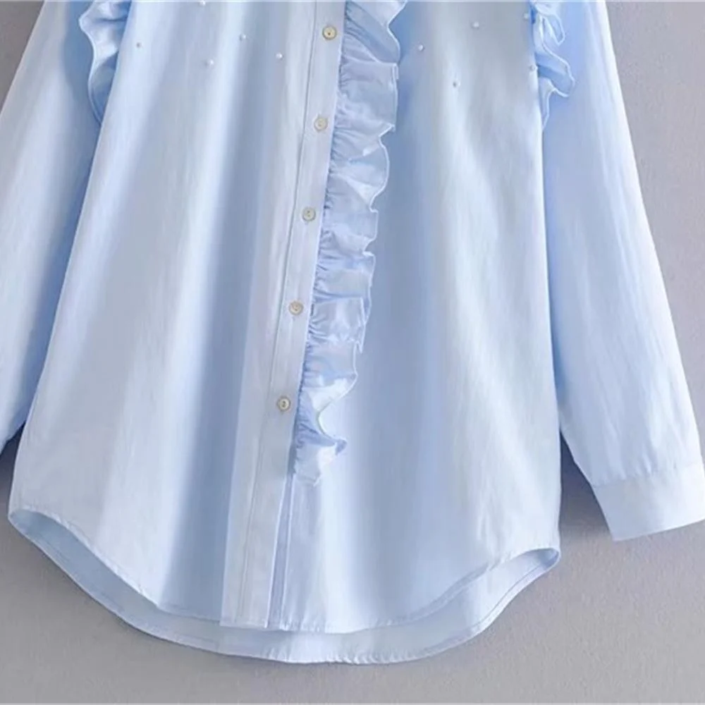 Новинка Весна 2020 женская рубашка поло с длинным рукавом декоративная