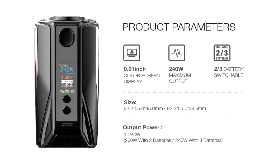 Электронная сигарета Vaptio N1 Pro Lite Комплект 200 Вт бак распылитель 2,0 мл пара подходит 510 нить Vape Комплект Внешний аккумулятор 18650