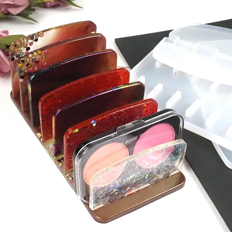 

DIY Crystal Resin Mold Makeup Rack Storage Eye Shadow Lipstick Stand Set Table Jewelry Storage Rack Silicone Mold