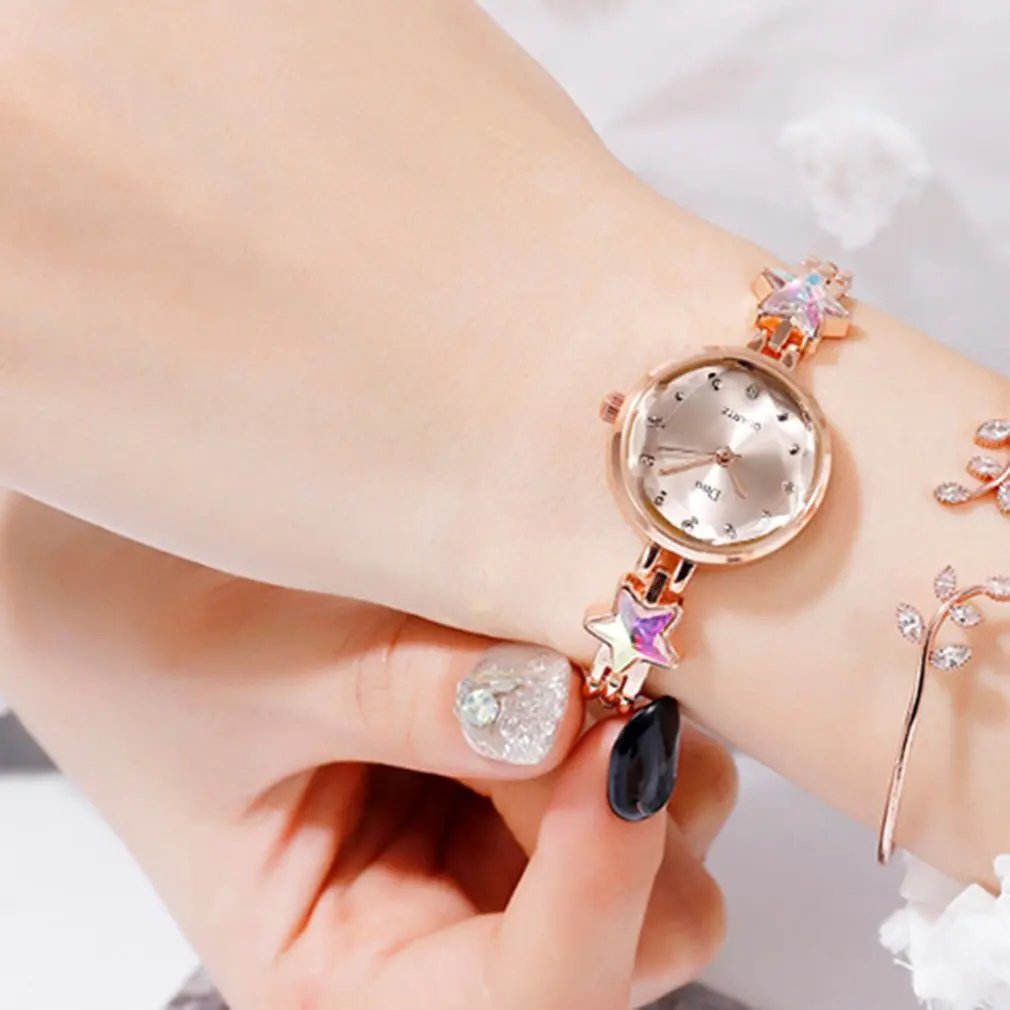 Новинка изысканные инкрустированные стразами кварцевые часы со звездами