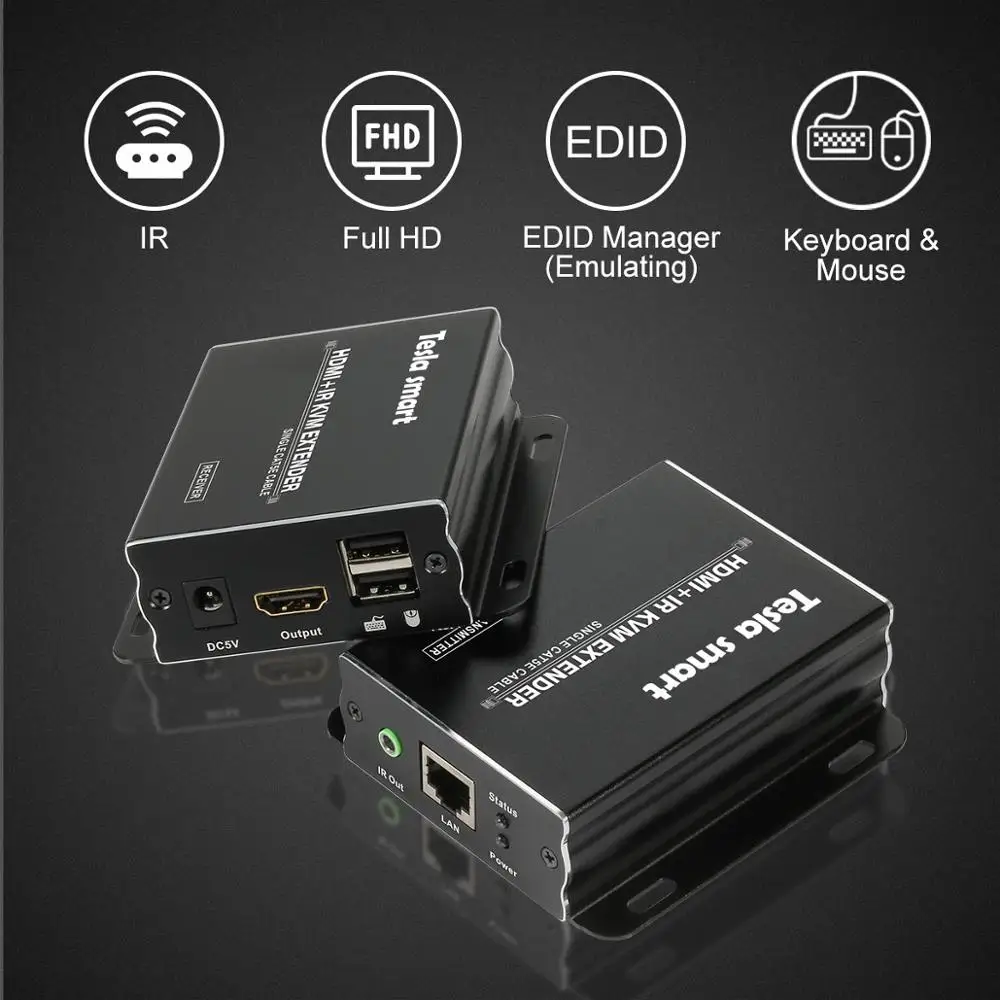 60 м HDMI KVM расширитель по CAT5e/6 1080P @ Гц EDID передатчик + приемник|tesla smart|kvm extenderhdmi usb kvm |