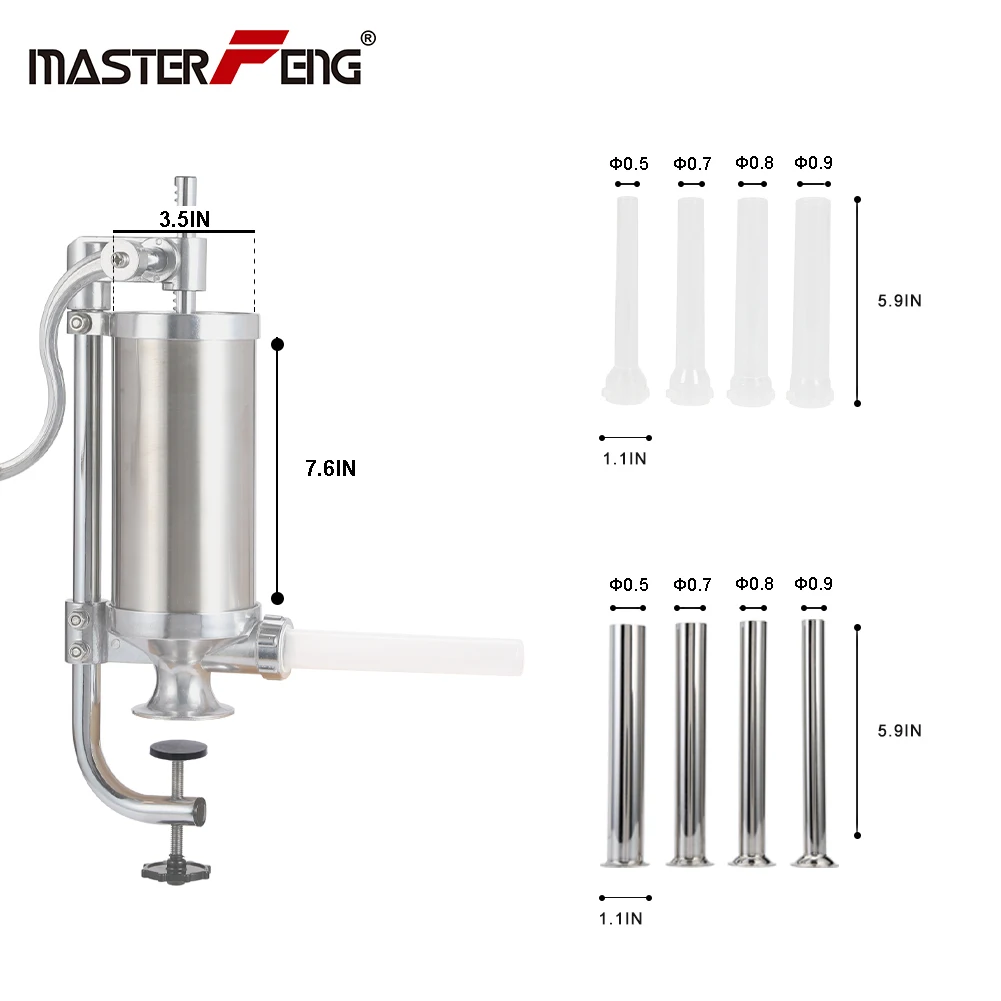 Ручной шприц для приготовления колбасы наполнения мясом с 4 трубками из
