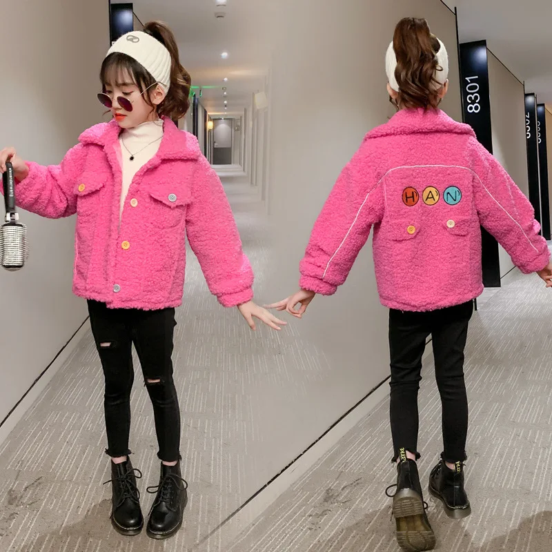

Girls Boys Baby's Coat Jacket Outwear Rose Cute Fur Thicken Winter Plus Velvet Warm Tracksuit Fleece Children's Clothing