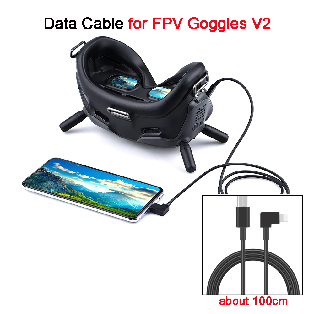 Кабель для передачи данных 100 см DJI FPV Flight Goggles V2 Drone Glasses Phone Tablet Micro-USB Type-C |
