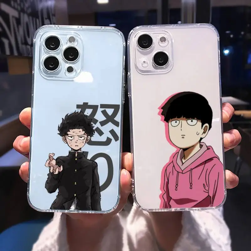 

Mob Psycho 100 Anime Phone Case For iphone 13 12 11 8 7 plus mini x xs xr pro max Transparent soft