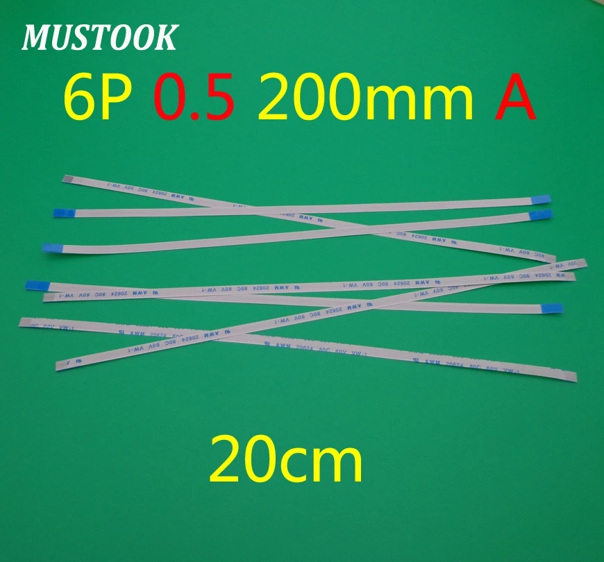 

100pcs New FFC FPC flat flexible 6p cable 0.5mm pitch 6 pin forward Length 200mm Width 3.5mm 6pin Ribbon Flex Cable
