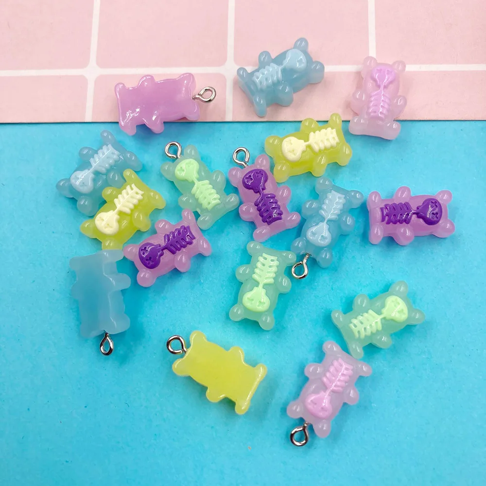 20 шт желе Смолы Скелет медведя подвеска Подвески с плоской задней частью
