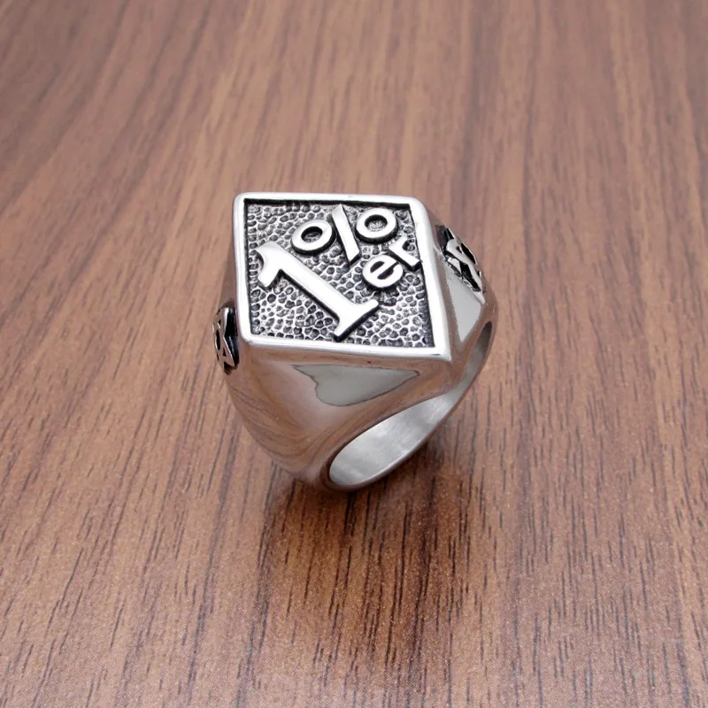 Бесплатная доставка крутого кольца из нержавеющей стали 316L серебристого цвета с черным и золотым покрытием 1% er Number Boy Motorcycle Biker Band Party Rings on.