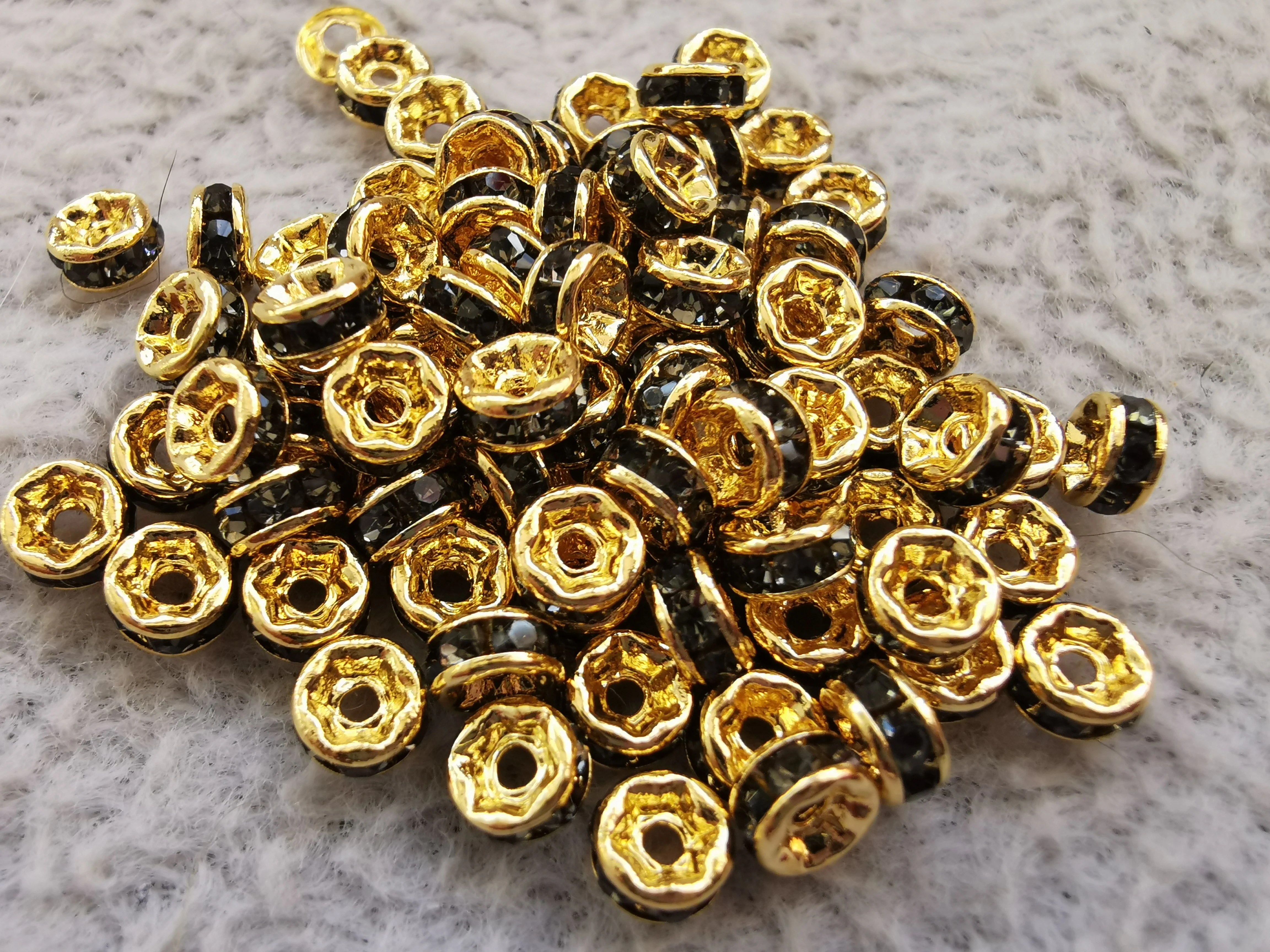 

100pcs AB mystic White Silver Rondelle Spacer beads rhinestone Crystal Wheel Waves Connector DIY 6mm