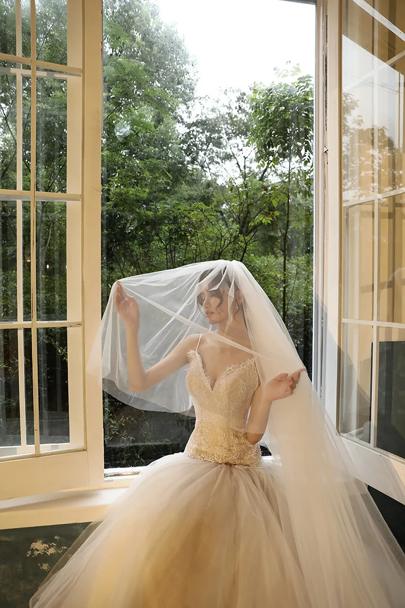 Фата свадебная длисветильник с гребнем и блестками 3 м|Свадебные вуали| |