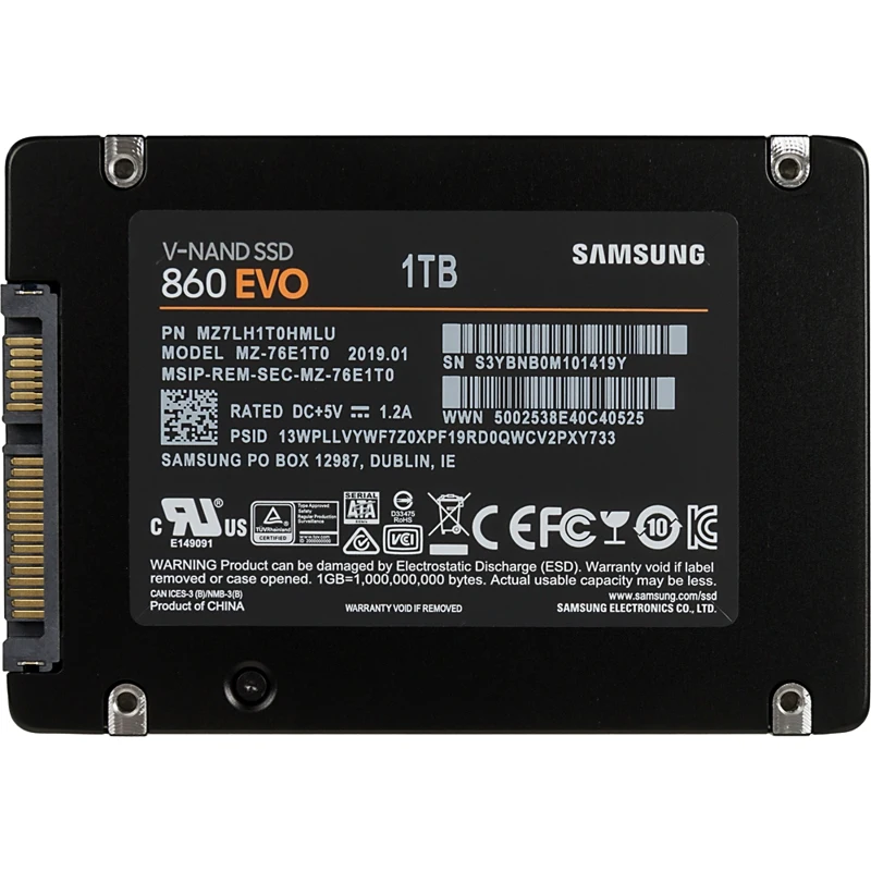 SSD накопитель SAMSUNG 860 EVO MZ 76E1T0BW 1Тб|Внешние SSD| |