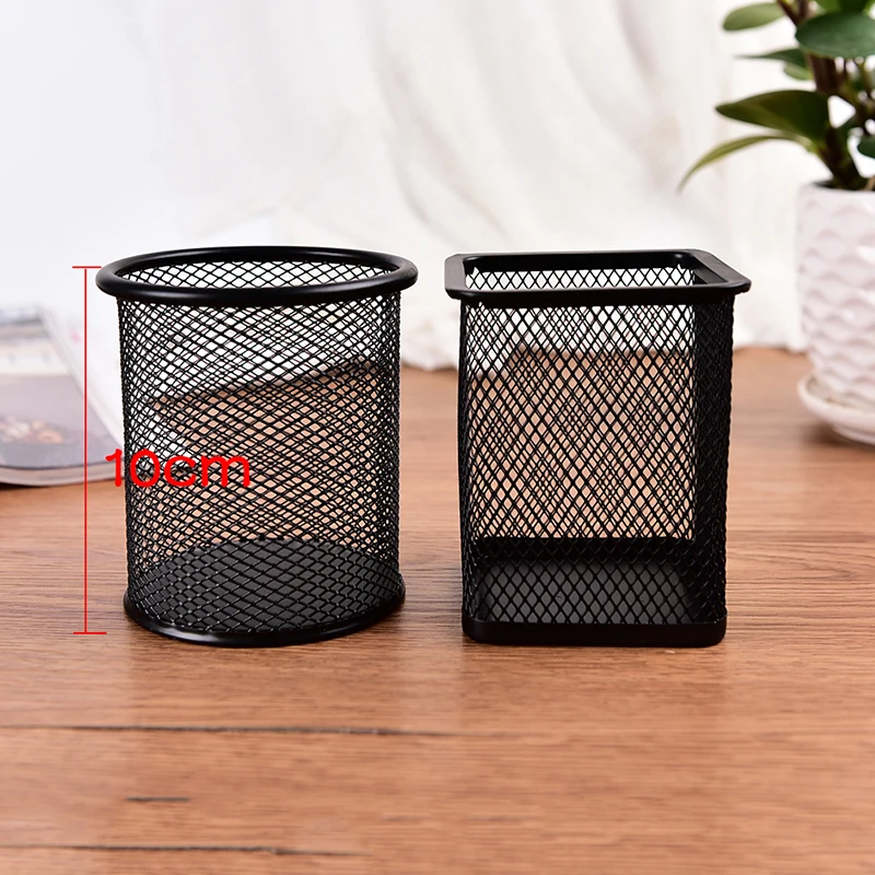 

New Pencil Holder Office Desk Metal Mesh Square Pen Pot Cup Case Container Organiser Durable Pencil Case
