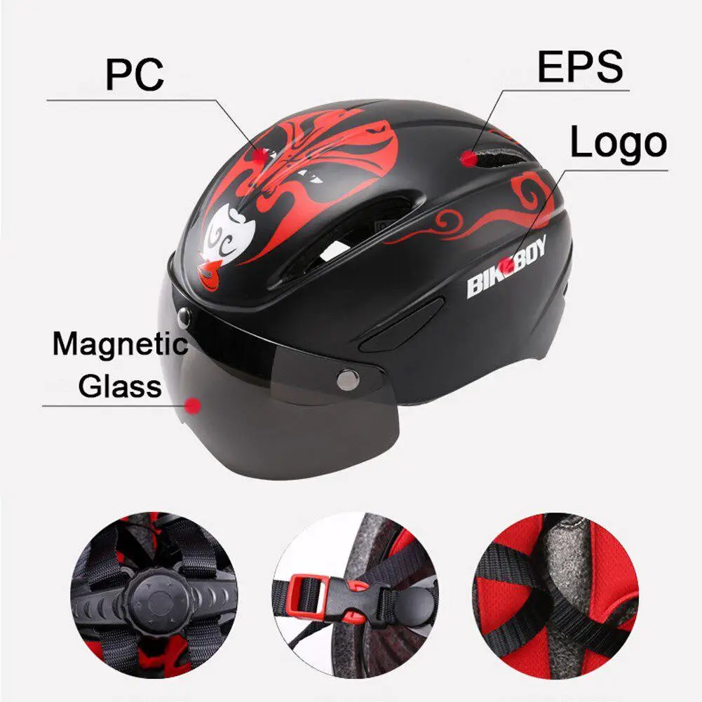 Велосипедный шлем с магнитными очками спортивный для горных и шоссейных