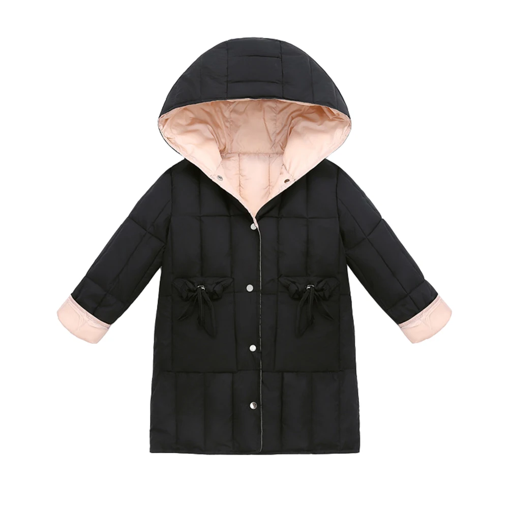 Новинка 2019 года зимнее пальто для девочек парка с карманами цвет розовый бежевый