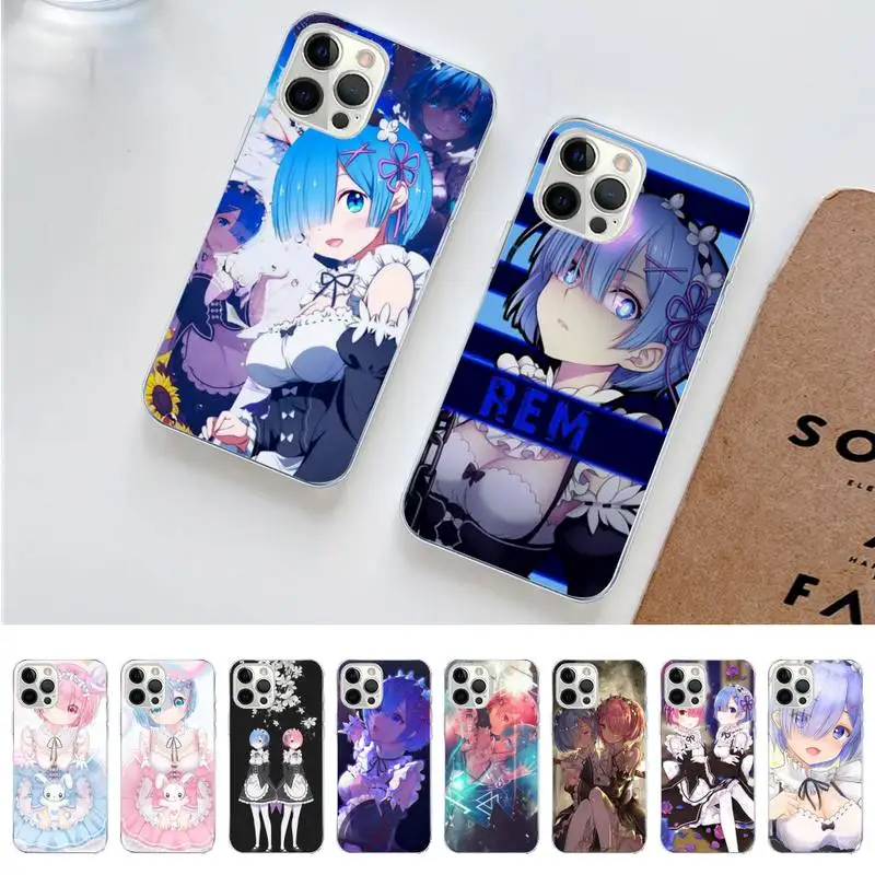 

Anime Re ZERO Ram Rem In Phone Case for iPhone 11 12 13 mini pro XS MAX 8 7 6 6S Plus X 5S SE 2020 XR case
