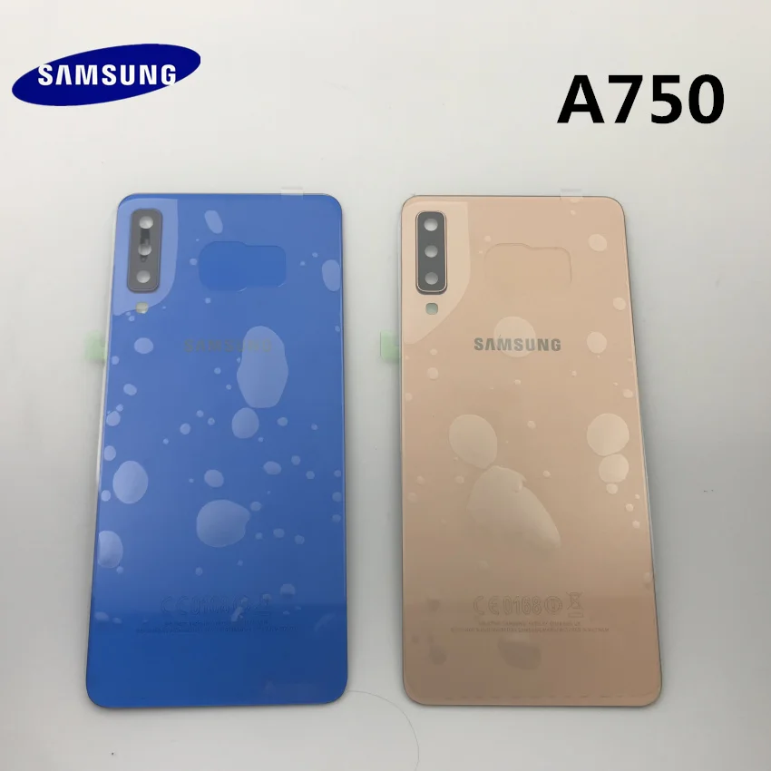 Оригинальный Новый SAMSUNG Galaxy A7 2018 A750 A750F Задняя стеклянная крышка батареи Дверь