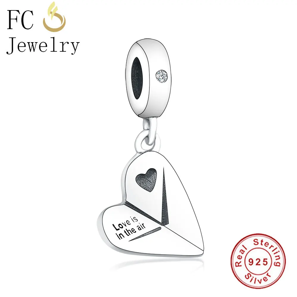 FC Jewelry Fit Original Brand Charm Bracelet 925 Sterling Silver Letter Paper Plane Engrave Love Air Bead Dangle Made Berloque | Украшения