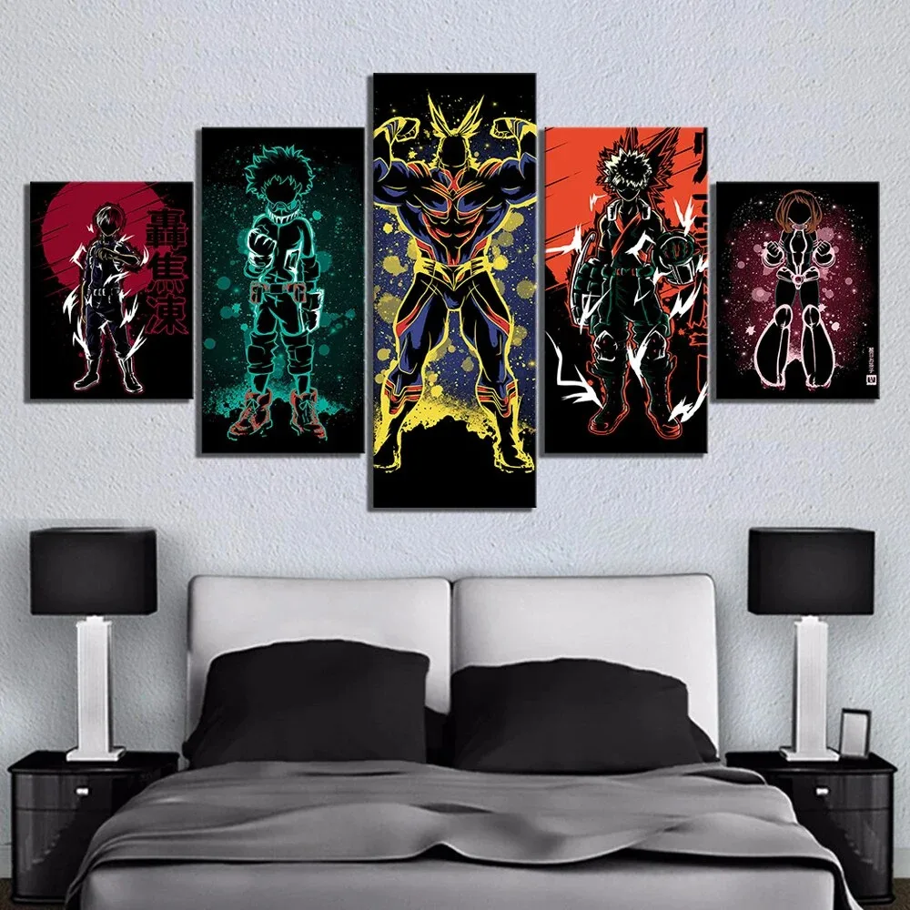 

5 Panel Canvas Arts Painting My Hero Academia Anime Poster Prints Wall Picture For Living Room Modern Modular HD Home Decoration