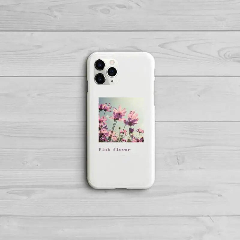 

Flower Summer Pink Phone Case Candy Color White for iPhone 11 pro XS MAX 8 7 6 6S Plus X 5S SE 2020 XR