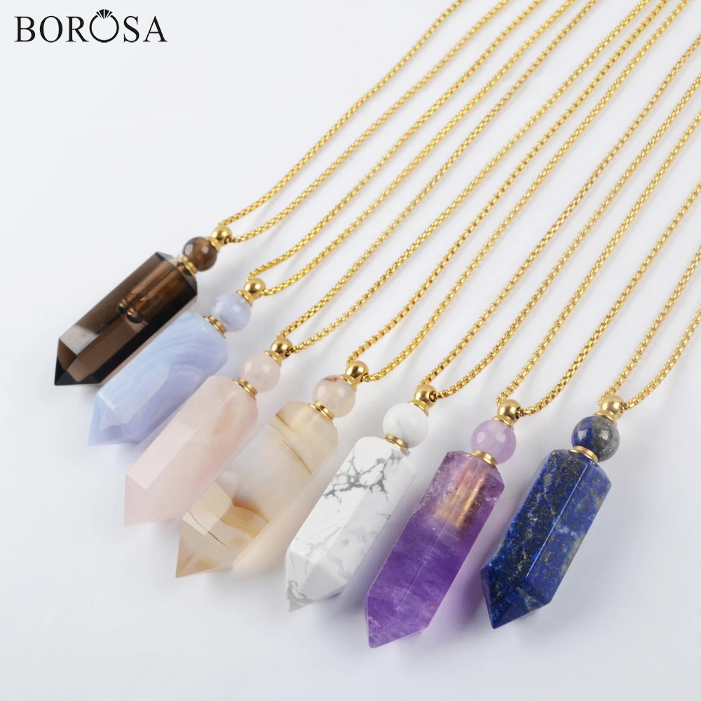 BOROSA подвеска в виде бутылочки парфюма из натурального камня ожерелье для женщин