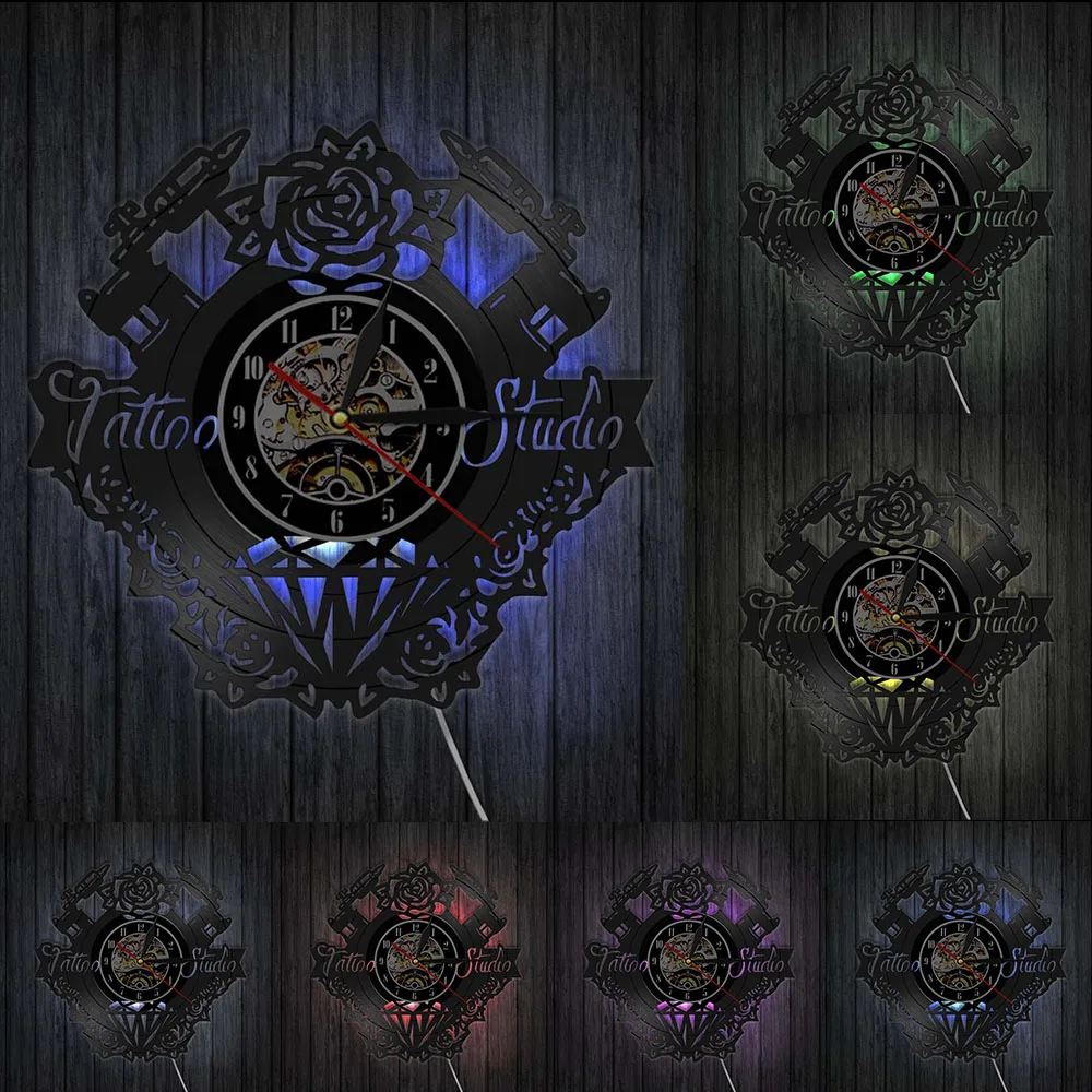 Студия тату виниловая запись настенные часы салон цветок художественные тихие